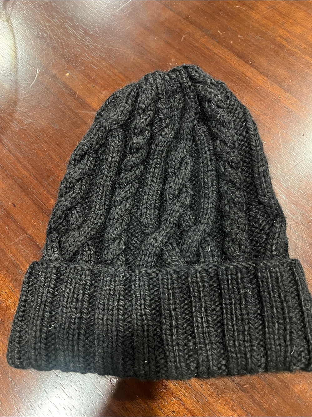 Black Cable Knit Beanie
